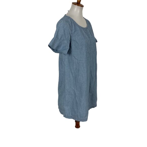 Madewell Mini Dress Small Blue Casual Cotton Short Sleeve Pockets Summer - Picture 3 of 6